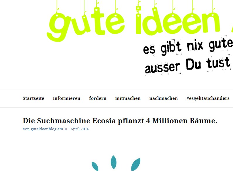 Gute Ideen Blog Artikel Ecosia
