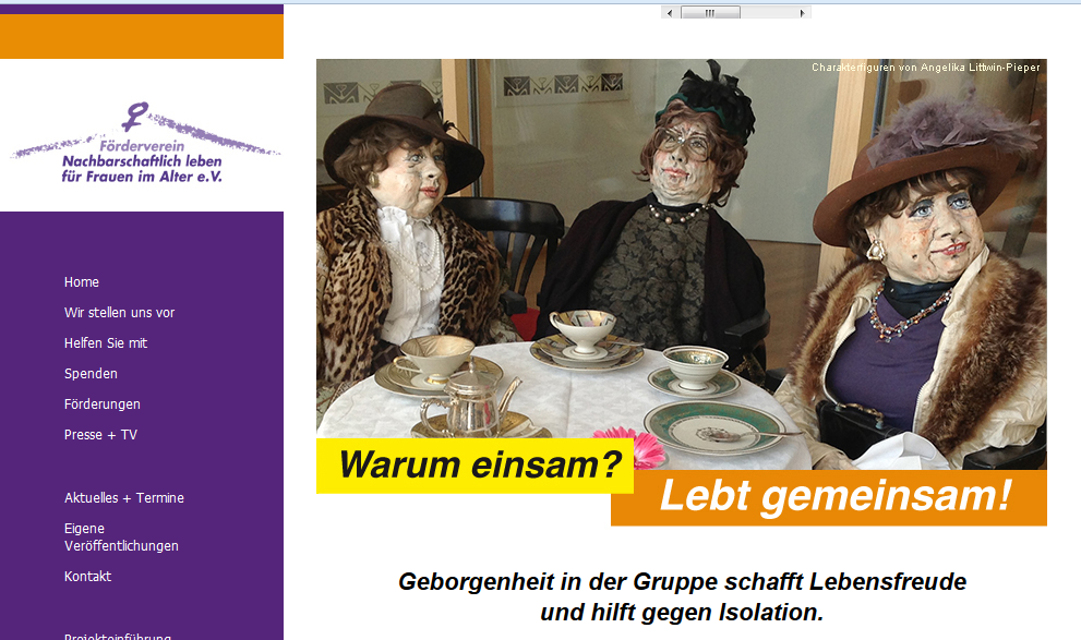Screenshot von der Website des Förderverein nachbarschaftliches Leben für Frauen e.V.