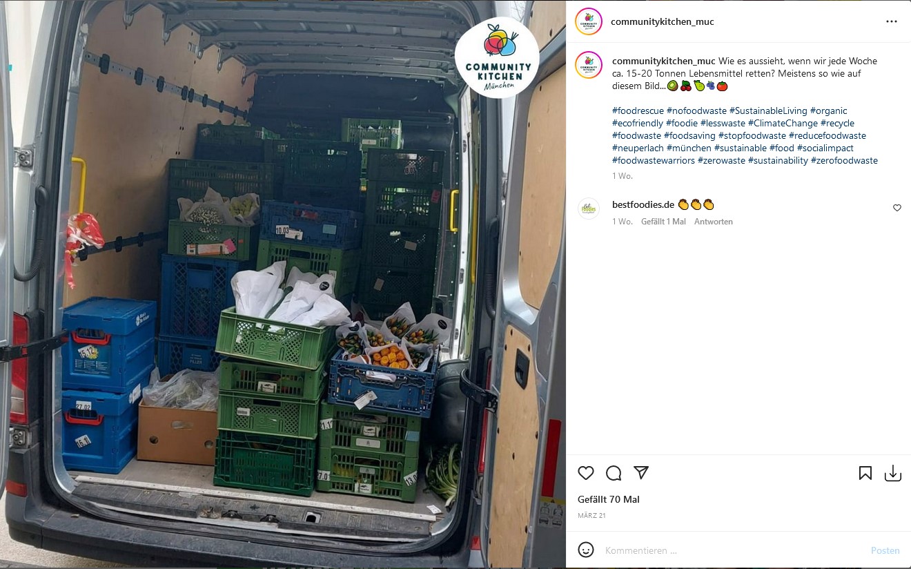 Community Kitchen München verbraucht jede Woche bis zu 20 Tonnen Lebensmittel