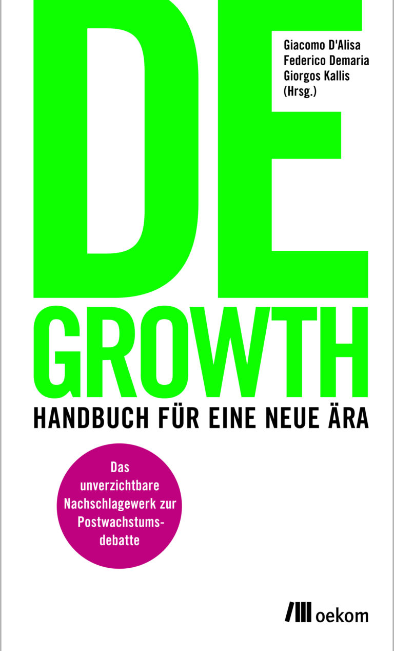 Das Degrowth-Buch, hilft sich an die Zukunft anzupassen. Bild Oekom Verlag. https://www.oekom.de/buch/degrowth-9783865817679
