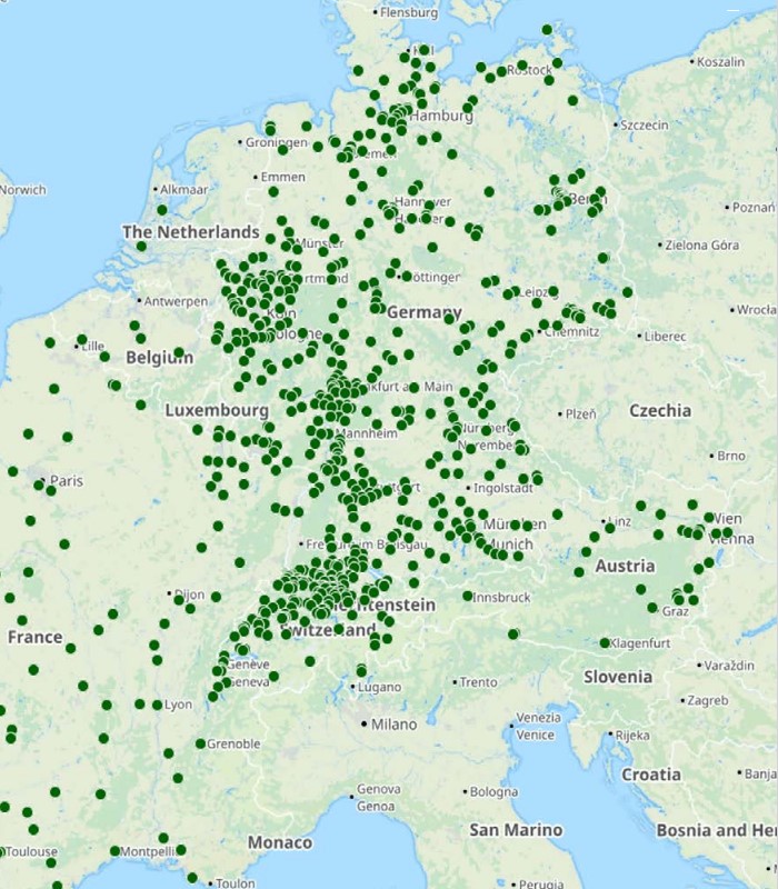Die Karte der Versuchsteilnehmer von Mit vereinten Gärten. Bild Mit Vereinten Gärten