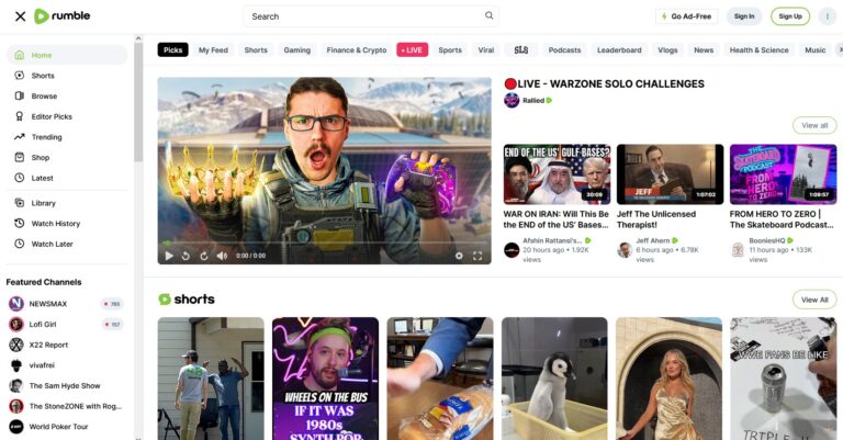 Rumble sieht aus wie Youtube auf den ersten Blick. Bild Guteideenblog.org